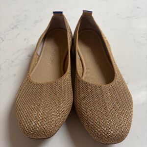 Rothy’s The Square Ballet Flat Woven Gold Women’s Size 8.5